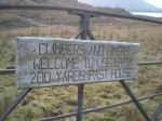 Sign welcoming climbers and walkers